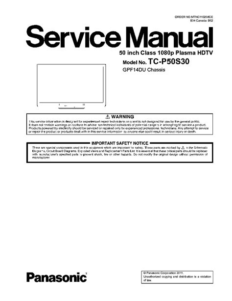 Panasonic TC-P50S30 Manual pdf